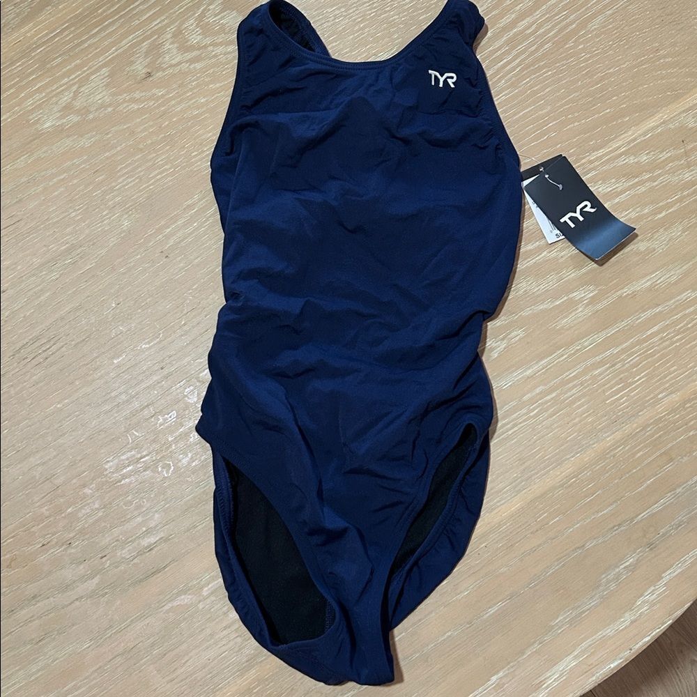 TYR Durafast Solid Maxfit One Piece Swimsuit, Navy, Size 28, NWT - Picture 3 of 9